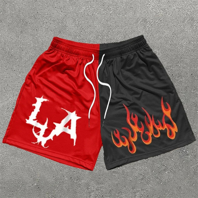 Men’s Y2K Graphic Gym Shorts – Quick-Dry Breathable Shorts with Pockets