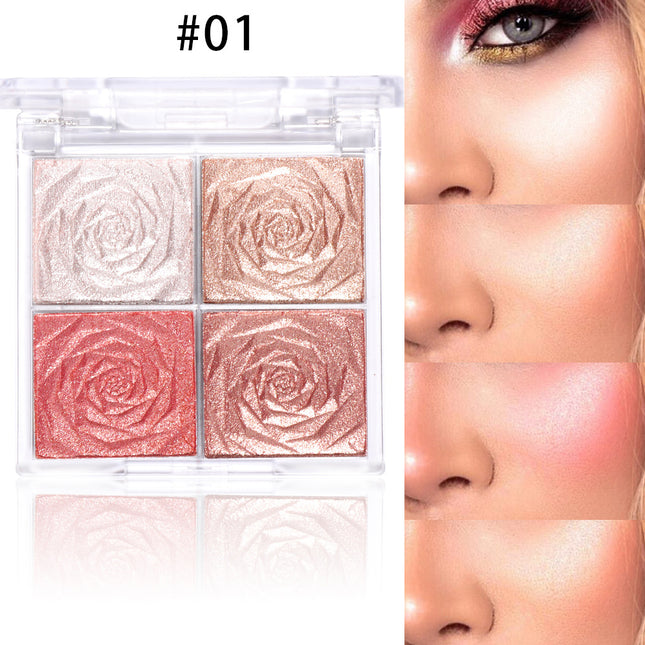 CmaaDu 4-Color Highlighter Eyeshadow Blush - Versatile & Long-Lasting