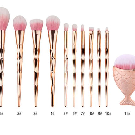 Diamond Fish Makeup Brush Set - Precision Blending & Cont