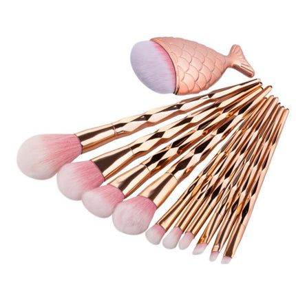 Diamond Fish Makeup Brush Set - Precision Blending & Cont
