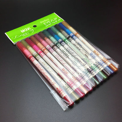 12 Colors Glitter Lip Liner & Eyeshadow Pencil Set