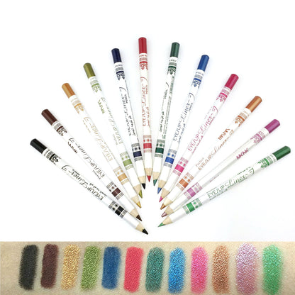 12 Colors Glitter Lip Liner & Eyeshadow Pencil Set