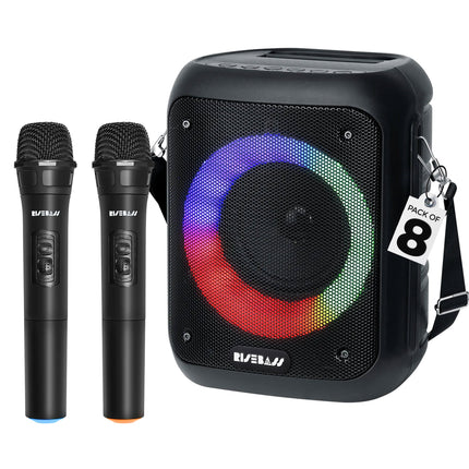 Risebass Portable Karaoke Machine – Bluetooth Speaker with 2 Mics