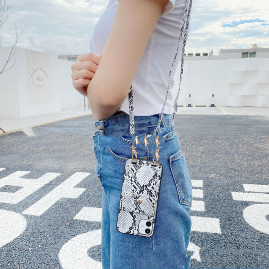 Diagonal Mobile Phone Leather Case with Card Slots & Durability