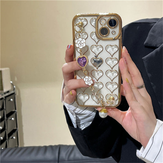 Light Luxury Gold Love Phone Case with Electroplating