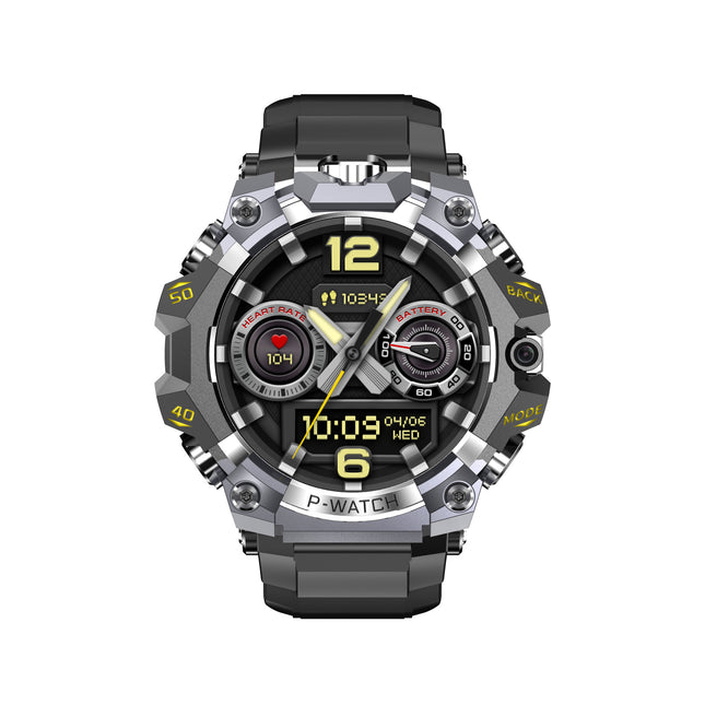 Rugged Waterproof Smart Watch with HD Dual Camera & Fitness Tracking