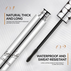 Mascara with brush and packaging on a light gray background