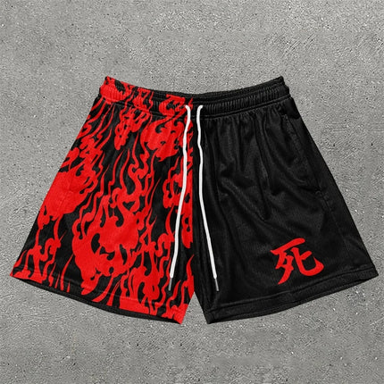 Men’s Y2K Graphic Gym Shorts – Quick-Dry Breathable Shorts with Pockets