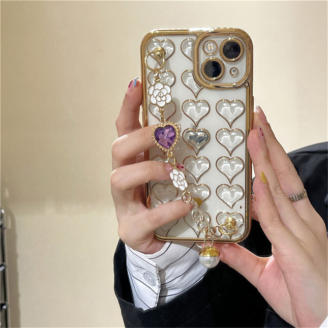 Light Luxury Gold Love Phone Case with Electroplating