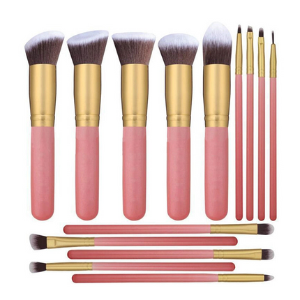 14PCS Wooden Handle Makeup Brush Set – Soft Cosmetic Brushes for Face & Eye Makeup