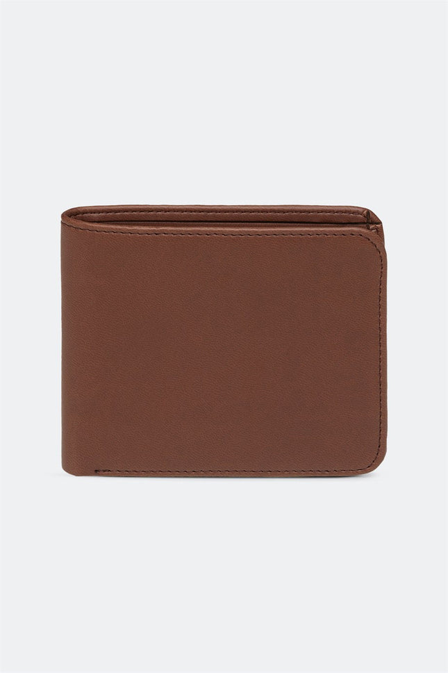 Men’s Brown Leather Folding Wallet – Compact ID & Card Holder