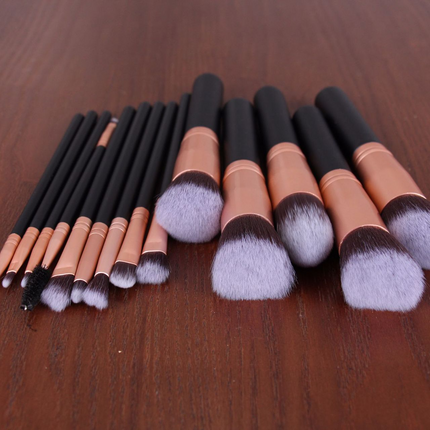 14PCS Wooden Handle Makeup Brush Set – Soft Cosmetic Brushes for Face & Eye Makeup