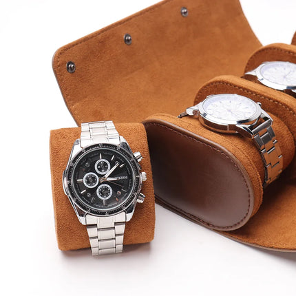 3-Slot Travel Watch Case - PU Leather, Protective Design