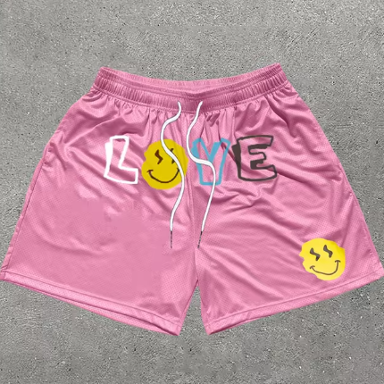 Men’s Y2K Graphic Gym Shorts – Quick-Dry Breathable Shorts with Pockets