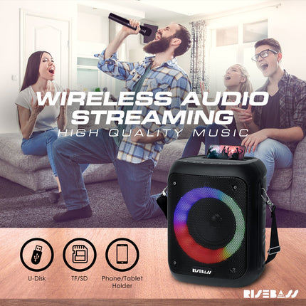 Risebass Portable Karaoke Machine – Bluetooth Speaker with 2 Mics