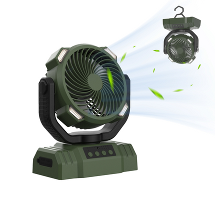 Outdoor Power Bank with LED Light – Portable Camping Fan & Charger