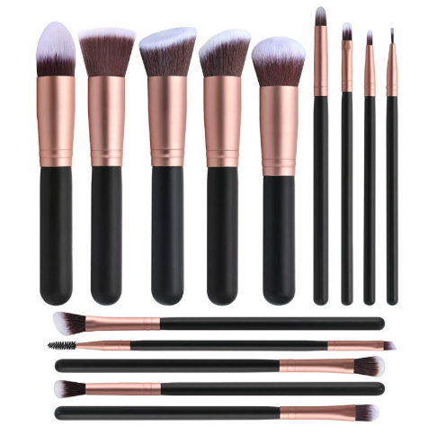14PCS Wooden Handle Makeup Brush Set – Soft Cosmetic Brushes for Face & Eye Makeup