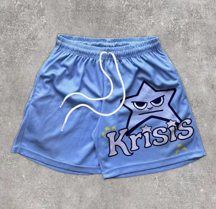 Men’s Y2K Graphic Gym Shorts – Quick-Dry Breathable Shorts with Pockets