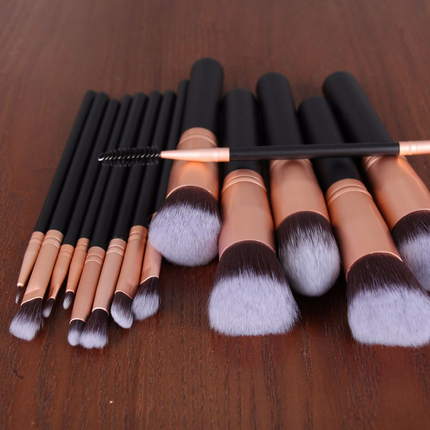 14PCS Wooden Handle Makeup Brush Set – Soft Cosmetic Brushes for Face & Eye Makeup
