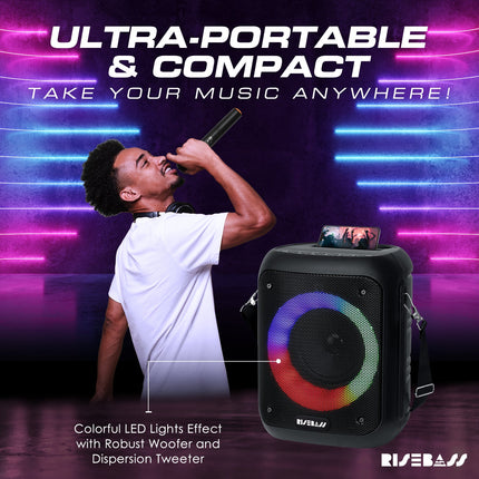 Risebass Portable Karaoke Machine – Bluetooth Speaker with 2 Mics