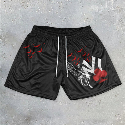 Men’s Y2K Graphic Gym Shorts – Quick-Dry Breathable Shorts with Pockets